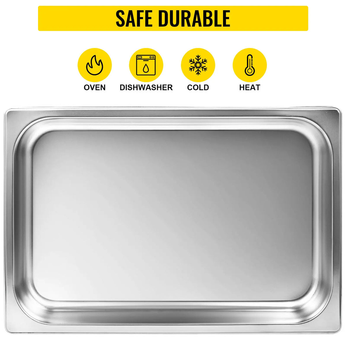 Vevor - Buffet Chafing Dishes - Antiaanbaklaag - Rechthoek - 13L - 6PCS - Roestvrij staal - Voedselcontainer voor Het Bakken van een BBQ-feestje - Zilver - QUORE