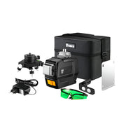 Laser Level - Zelfnivellerend - 12 lijnen - 3D groene laserwaterpas - Klasse II horizontaal en verticaal - Kruislijnen zelfnivellerend - Zonder statief - Zwart