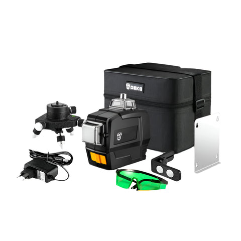 Laser Level - Zelfnivellerend - 12 lijnen - 3D groene laserwaterpas - Klasse II horizontaal en verticaal - Kruislijnen zelfnivellerend - Zonder statief - Zwart