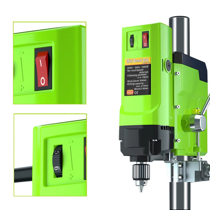 Tafelboormachine – Boormachine – Klusmachine – Doe-Het-Zelf – 1050W Motor – Instelbare Snelheid – 3-16 Mm Boorklemcapaciteit - QUORE
