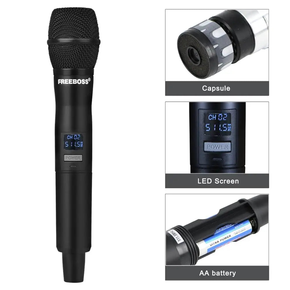 Draadloos Microfoonsysteem – Draadloze Microfoon Set – Karaoke Microfoon – Presentatie Microfoon – 30 Meter Bereik – Twee Handhelds En Bodypacks - QUORE