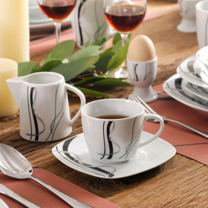 Serviesset - Servies - Plate - Compleet Tafelservies - Borden - Schalen - Kopjes - Mokken - Eierbekers - Melkkannetje - Suikerpot – 50-Delige - Hoogwaardig