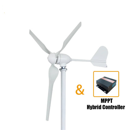 Windturbine - Windmolen - Windturbine Generator - Windenergie - 2000W - 24V - met MPPT Hybride Regeling - 3 Messen - Stille en Efficiënte Energieoplossing - Kleine - voor Thuisgebruik en Off Grid Systemen