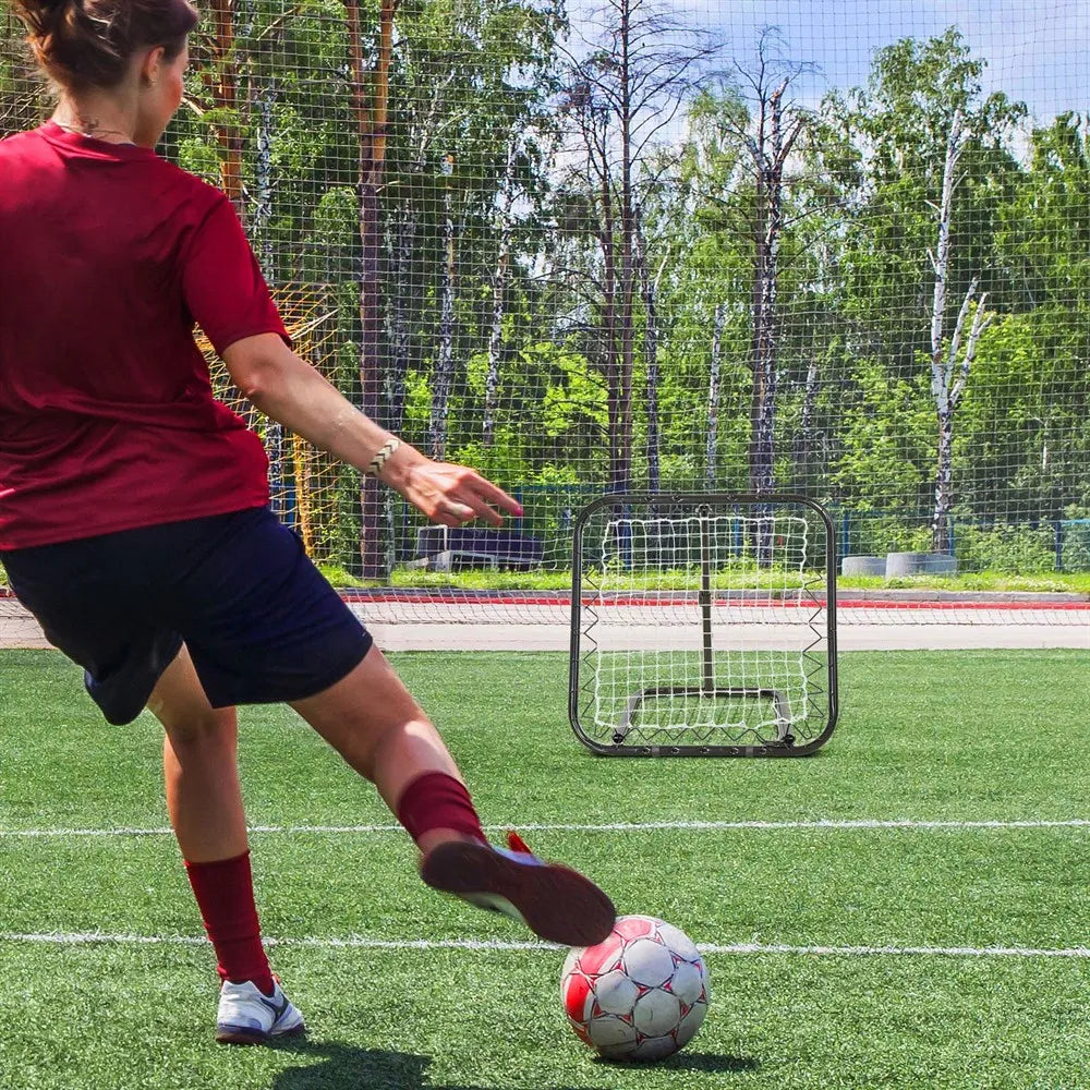 Voetbaldoel - Voetbalnet Voor Voetbal - Doelpaal - Junior Sporttraining - Verstelbaar - Opvouwbaar - Draagbaar - Voetbalnet voor Kinderen - 5 level hoek - Zwart - QUORE