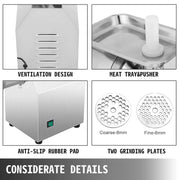 Meat grinder - Food processor - Food robot - Vegetable cutter - 850W - 220V - 122 Kg/H - 60Hz - Food processor - Mincer - Silver