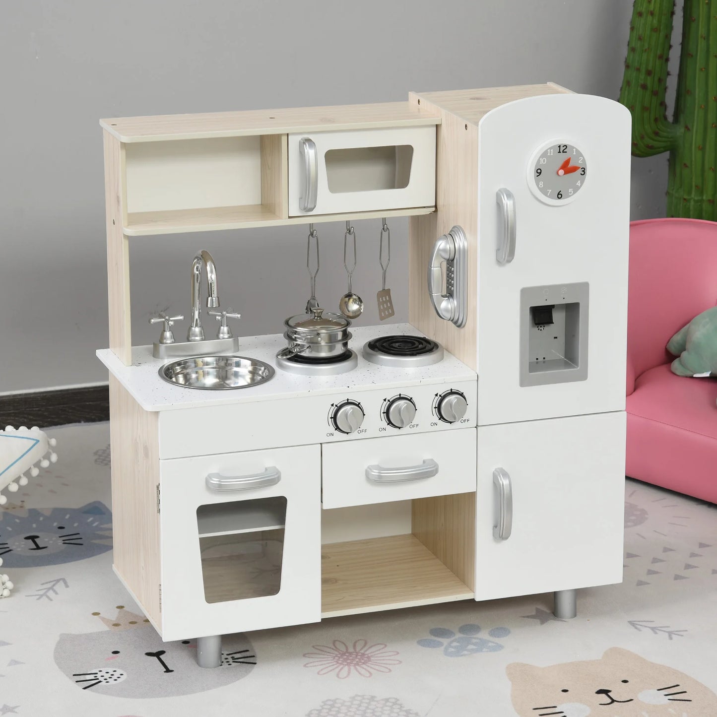 Houten Kinderkeuken – Speelkeuken – Kinderkeukentje – Keukentje Voor Kinderen – MDF En Dennenhout – Inclusief Accessoires – EN71 Veiligheid