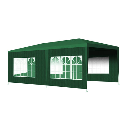 Tuinpaviljoen – Partytent – Tuinpartytent – Tent – Buitentent – Paviljoen – met 6 Verplaatsbare Zijwanden - Waterdicht 210D Oxford Polyester – Stalen Frame Met Roestwerende Coating - 3x6 m - Groen