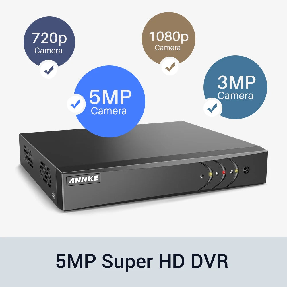 ANNKE 8CH 5MP Lite 5in1 DVR 2MP HD Video Surveillance System H.265+ With 8X TVI Bullet Waterproof Outdoor Security Cameras CCTV