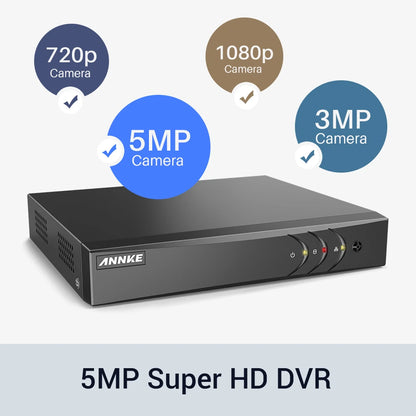 ANNKE 8CH 5MP Lite 5in1 DVR 2MP HD Video Surveillance System H.265+ With 8X TVI Bullet Waterproof Outdoor Security Cameras CCTV