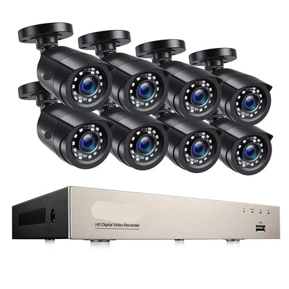 Beveiligingscamera - Camerabewaking - Draadloze Camera - Buiten Camera met Nachtzicht - 1080P Full HD - IP66 Weerbestendig - 4 Stuks Bullet Outdoor & Indoor - H.265+ – 8 Kanaals - Zwart - QUORE