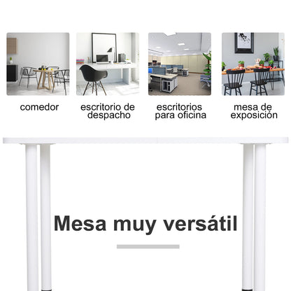 keukentafel - Keuken Kast - Bar Tafel - Keuken Werktafel - Keuken Werkblad - Keuken Bijzettafel - Multifunctionele Keuken-/Bureautafel met Verstelbare Poten (120x60x76 cm) – Wit & Eiken - QUORE