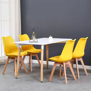 Chair - Dining Chairs - Dining Chairs Set of 6 - Nordic Medieval Dining Chairs - Padded Seat - Beech Legs - Yellow