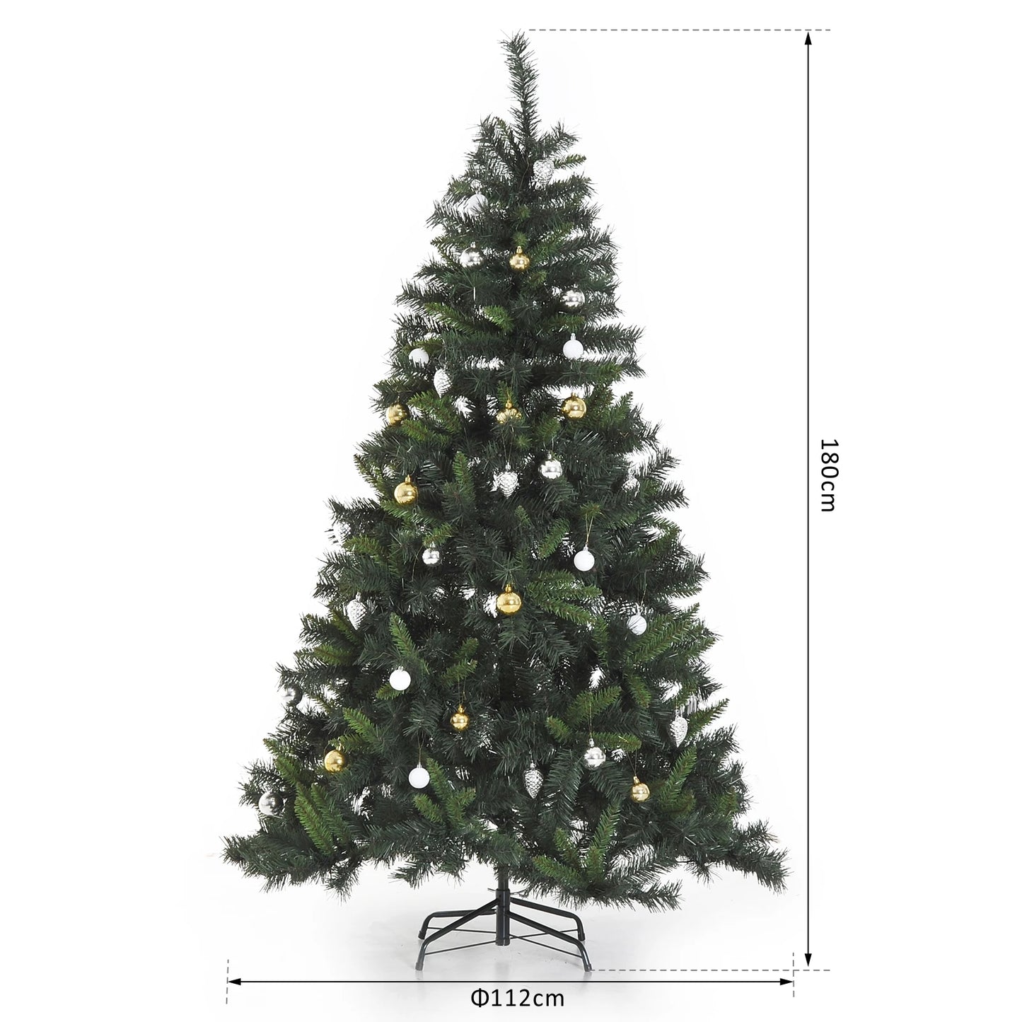Homcom - Kunstkerstboom - Kunststof kerstboom - Triumph Tree - PVC bladboom - Voor huisdecoratie, tuin, winkelcentrum en restaurant - 1,8 m - Groen - QUORE