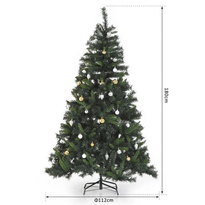 Homcom - Kunstkerstboom - Kunststof kerstboom - Triumph Tree - PVC bladboom - Voor huisdecoratie, tuin, winkelcentrum en restaurant - 1,8 m - Groen - QUORE