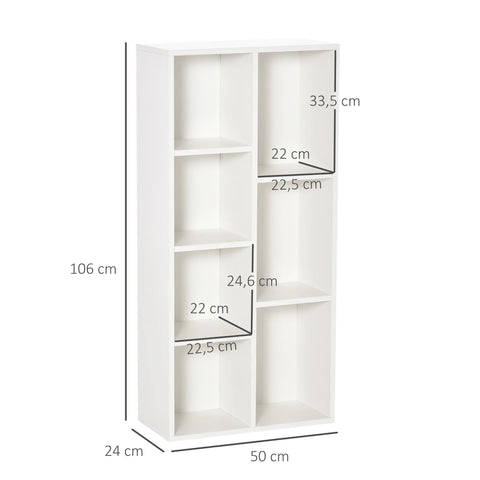 Boekenkasten - Boekenplank - Wandplank - Boekenplank - Opbergrek Organizer - 50x24x106 cm - 7 vakken - voor Slaapkamer en Kantoor - Chocolade