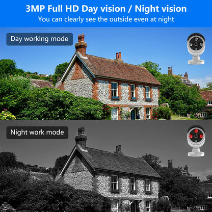 Hiseeu - WK-10VP-4HB613 - Beveiligingscamerasysteem - 10CH 3MP Camera - Openlucht - Bewakingscamera - Beveiligingscamera - Beveiligingscamerasysteem - AI-menselijke detectie - 4 stuks - Wit - QUORE
