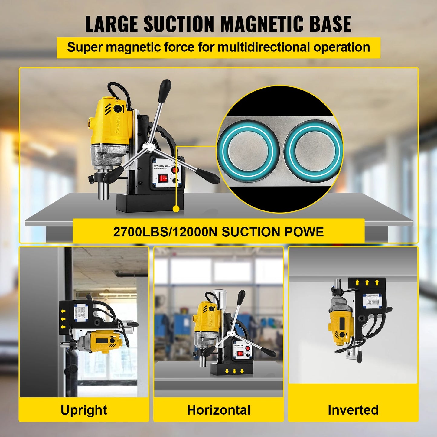 Magnetische Boormachine – Metaalboor – Kernboormachine – Industriële Boormachine – 1100 Watt Motor – 12.000 N Magnetische Zuigkracht – 40 Mm Boordiameter - 6 Boortjes