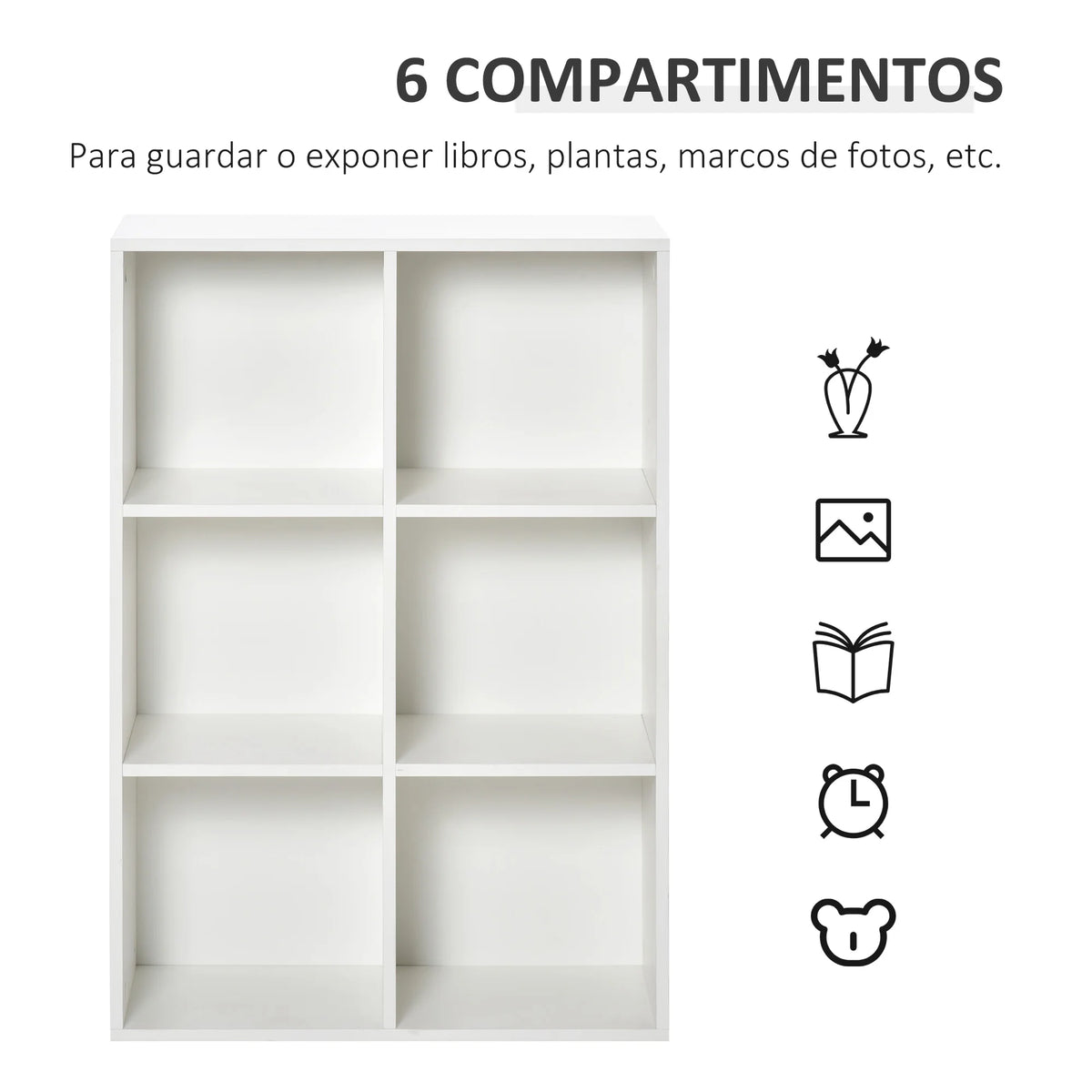 Boekenkasten - Boekenplank - Wandplank - Boekenplank - Opbergrek Organizer - 65,5x30x97,5 cm - 3-niveau - 6 Opbergvakken - voor slaapkamer kantoor - Natuurlijk - QUORE