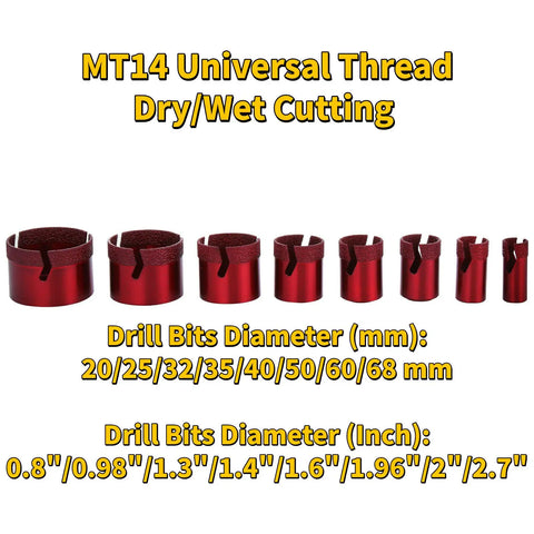 Vevor - Hole Saw - Hole Saw Set - Hole Drill Set - 20mm-68mm Dry/Wet Cutting M14 Mounting Thread Drilling Tiles Granite Marble Porcelain