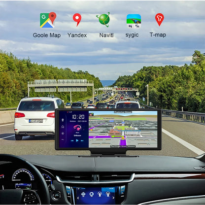 Dashcam voor Auto - 10.26” Dashcam ADAS GPS Navigatie - Android 8.1 - Remote Monitor & Rijassistentie - 2G met 6m RCC - Zwart