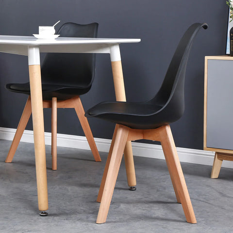 Chair - Dining Chairs - Dining Chairs Set of 6 - Nordic Medieval Dining Chairs - Padded Seat - Beech Legs - Black