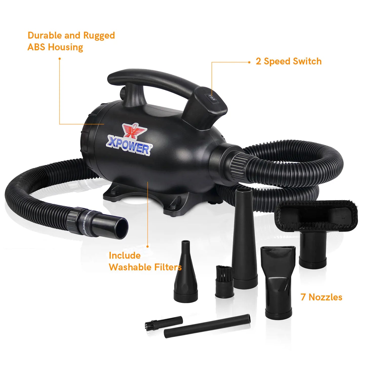 Elektrische Luchtdrukblazer – Luchtblazer – Stofzuiger Blazer – Blower – Luchtslang – 1000W Motor – 5 Mondstukken