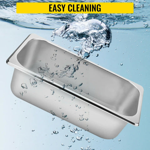 Buffet Chafing Dishes - Non-stick - Rectangle - 13L - 6PCS - Stainless Steel - Food Container for Baking BBQ Party - Silver