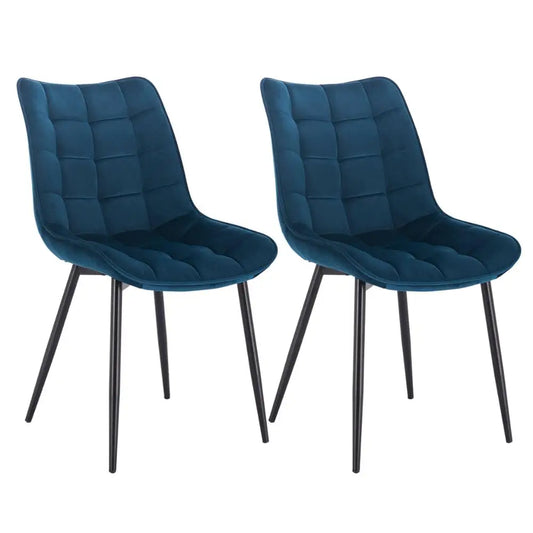 Eetkamerstoel – Stoel – Zitstoel – Bureaustoel – Makeupstoel – Velvet Blauw – Ergonomisch Design – Metalen Poten