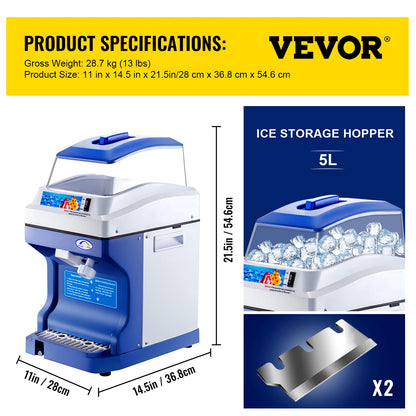 Ice Crusher - IJscrusher blender machine - IJs verbrijzelaar elektrisch - Slush puppy machine- Cocktail ijs - IJsvergruizer - slush maker - QUORE