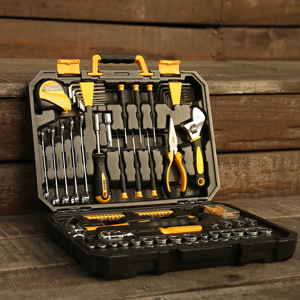 Auto Reparatie Kit – 128-delige Gereedschapsset met Doppenset - Dopsleutel - Hamer & Schroevendraaiers – Complete Toolset voor Auto & Kluswerk