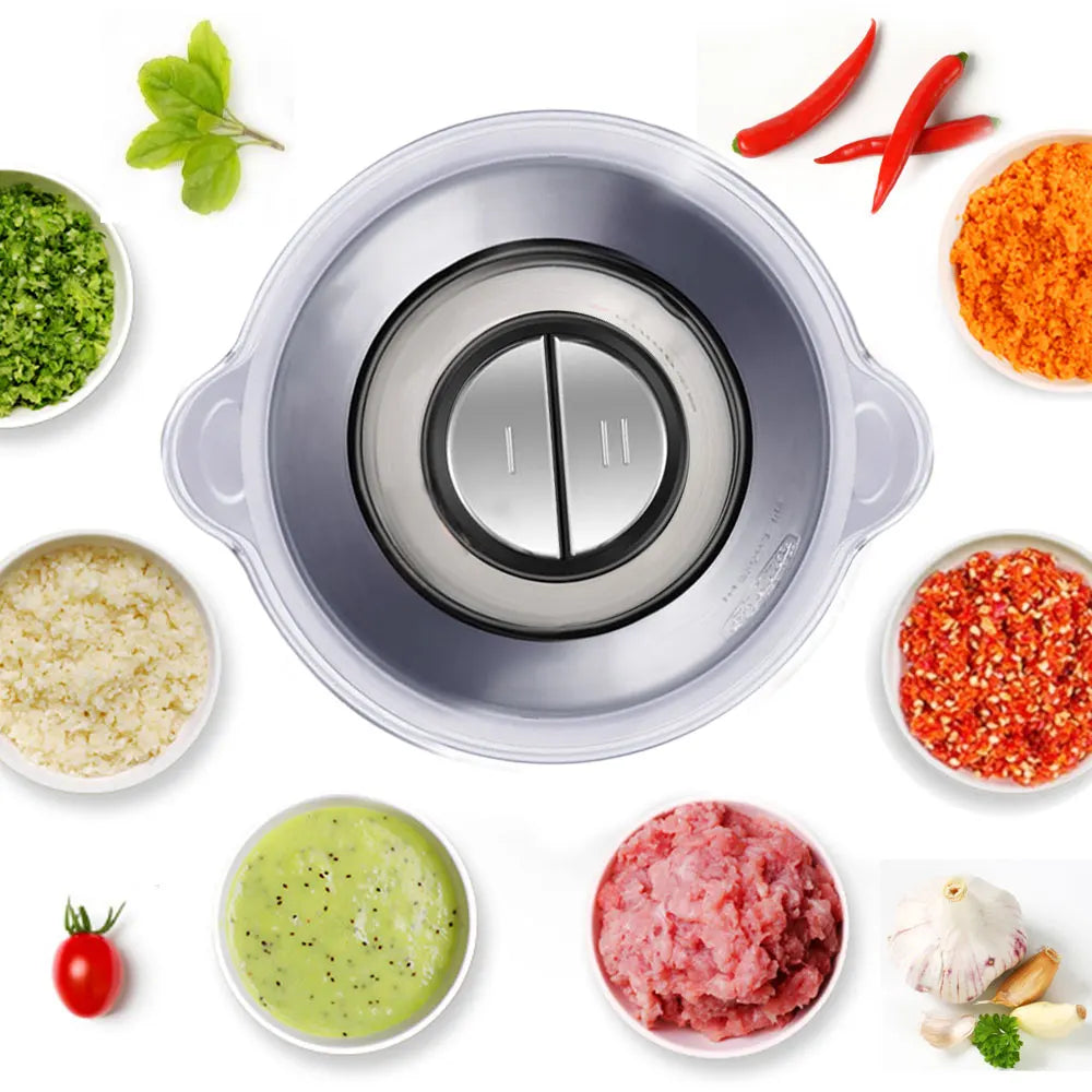 Elektrische Vleesmolen - 500W - Foodprocessor - Hakmolen - 2L RVS Keukenmachine - 2 Snelheden - voor Vlees - Noten en Groenten - Eenvoudig Schoon te Maken - Standaard
