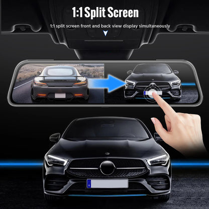 Dashcam voor Auto - 10 Inch Touchscreen Spiegelcamera - 1080P AHD Dashcam met Nachtzicht - G-Sensor - Parkeermodus - Groothoek 170° - Zwart