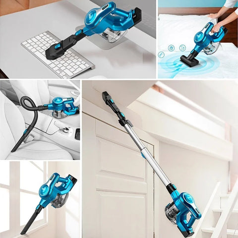 Cordless Stick Vacuum Cleaner - Stick Vacuum Cleaner - Vacuum Cleaner - Cordless Stick Vacuum Cleaner - Powerful Suction - 25Kpa - 250W - Blue