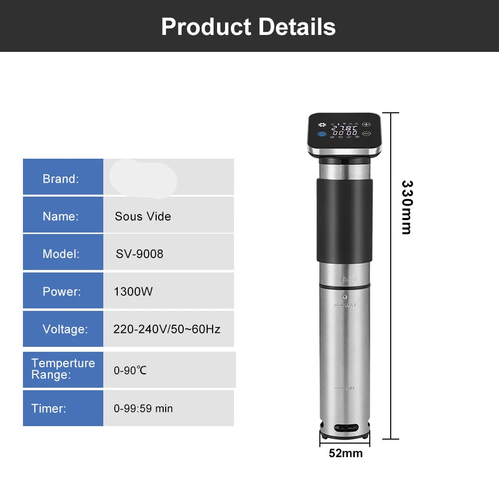 Sous Vide – Sous Vide Stick – Sous-vide kokers - Slowcookers - 5e Generatie RVS – IPX7 Waterdicht – 1100W – Smart APP Bediening – Precise Temperatuurregeling - 9008 N CTR - QUORE