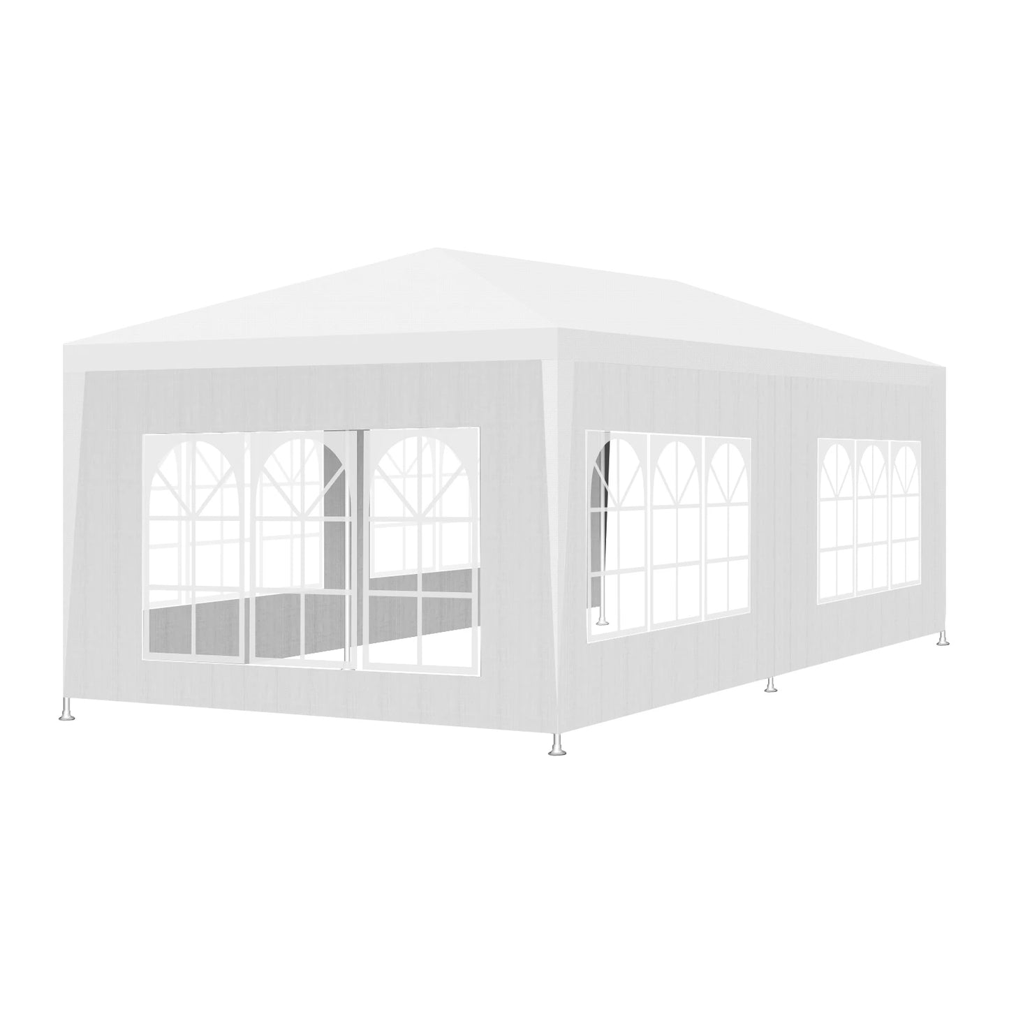 Tuinpaviljoen – Partytent – Tuinpartytent – Tent – Buitentent – Paviljoen – met 6 Verplaatsbare Zijwanden - Waterdicht 210D Oxford Polyester – Stalen Frame Met Roestwerende Coating - 3x6 m - Wit