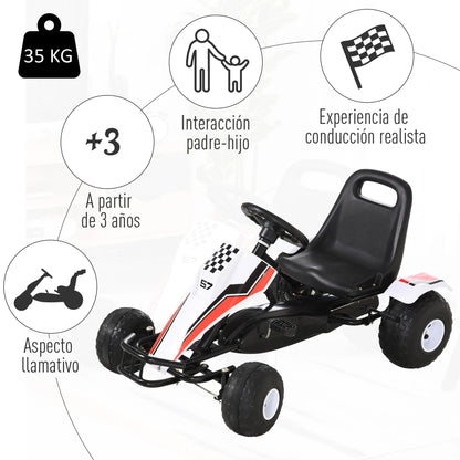 HOMCOM Go Kart to pedals for children + 3 years old with adjustable seat and brake