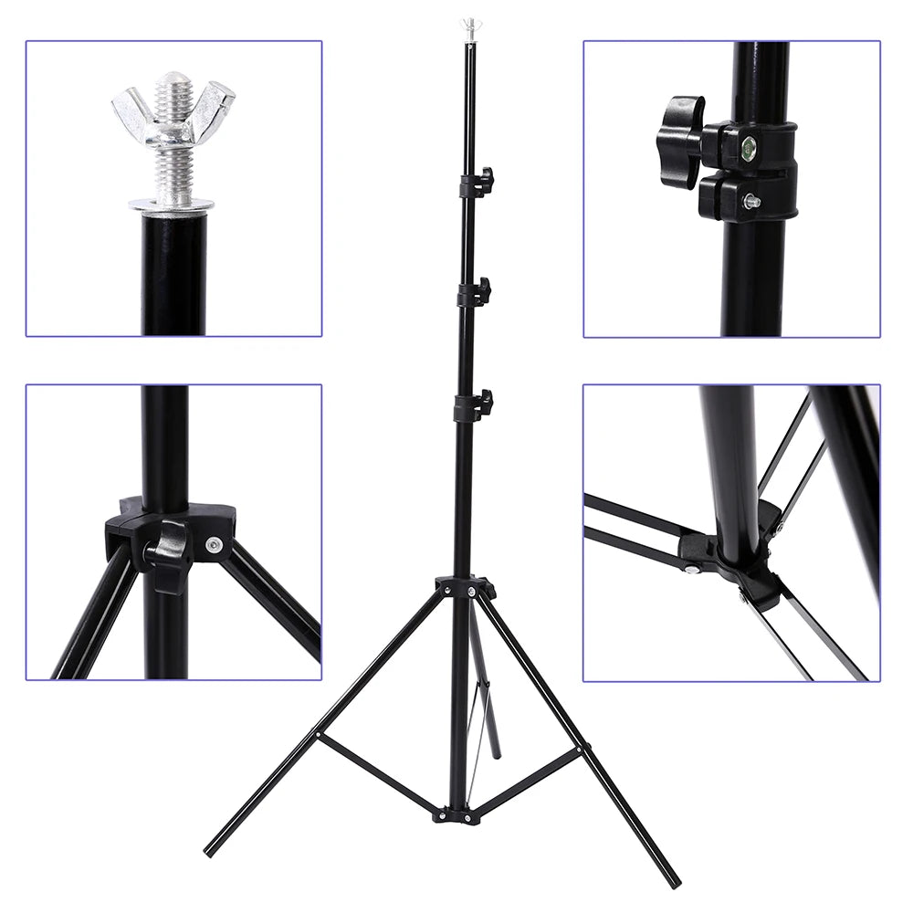 Lacyfans- Achterdoek Stand Kit - 200x200cm - Fotografie Achterdoek Stand Verstelbaar - Fotografie Achtergronden - Aluminium - Zwart - QUORE