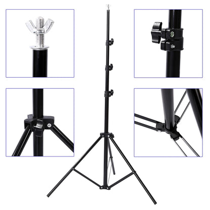 Lacyfans- Achterdoek Stand Kit - 200x200cm - Fotografie Achterdoek Stand Verstelbaar - Fotografie Achtergronden - Aluminium - Zwart - QUORE