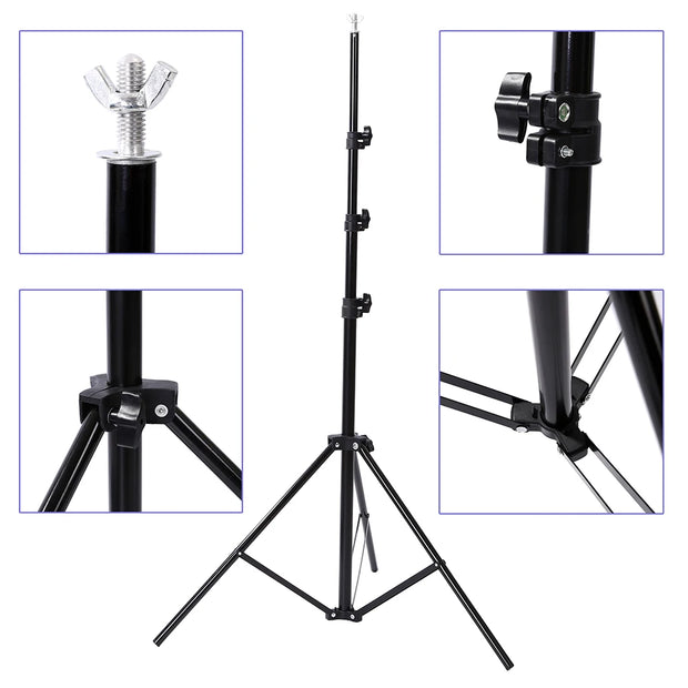 Lacyfans- Achterdoek Stand Kit - 200x200cm - Fotografie Achterdoek Stand Verstelbaar - Fotografie Achtergronden - Aluminium - Zwart