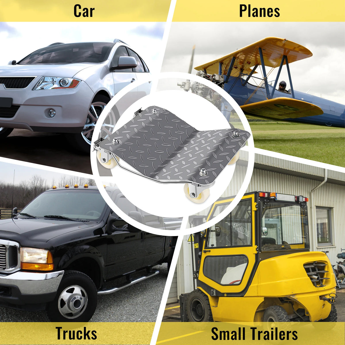 Vevor - Hand Trailer Boat - Vehicle Positioning Wheel Dollies - Tire Car Wheel Dollies - Vehicle Skates - Van Positioning Garage Jac - 2Pcs - 1500 Lbs Gewichtscapaciteit Auto Repair Mover - Zilver - QUORE