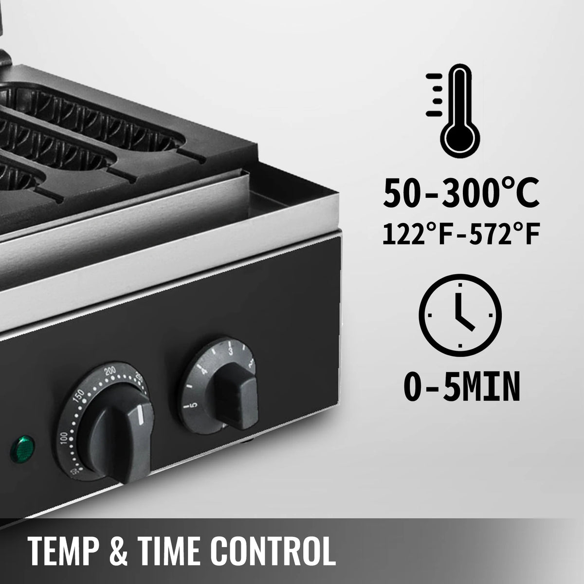 Vevor - WM227 - Wafelijzer - met indicatielampje - Anti-aanbak - houten handgrepen - 1500W - 220V - Zwart - QUORE