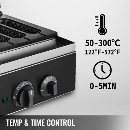 Vevor - WM227 - Wafelijzer - met indicatielampje - Anti-aanbak - houten handgrepen - 1500W - 220V - Zwart - QUORE