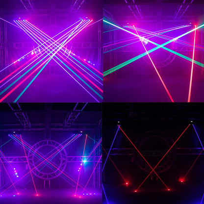 6x500MW RGB+RGB Moving Head Licht – DJ Licht – Podiumverlichting – Feestverlichting – Discolicht – Nauwkeurige 190° Bewegingscontrole – Dubbele Kop Laserlicht – EU Stekker