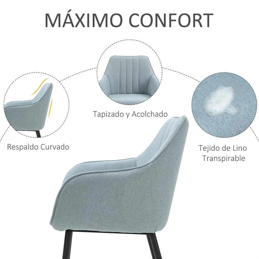 Eetkamerstoelen – Eetkamerstoel Set – Stoelen Voor Aan Tafel – Linnen Stoel – Ergonomische Rugleuning – Ademend Linnen