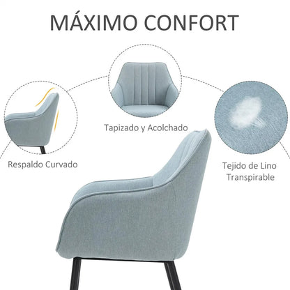 Eetkamerstoelen – Eetkamerstoel Set – Stoelen Voor Aan Tafel – Linnen Stoel – Ergonomische Rugleuning – Ademend Linnen