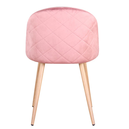 Set van 4 Eetkamerstoelen – Fluwelen Keukenstoelen met Metalen Poten – Velvet Stoelen – Comfortabele Zithoogte – Stijlvol & Modern Design – Roze