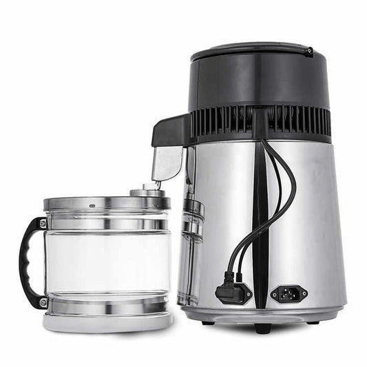 Waterdestilleerder - 4L - 1L/H - 220V - 750W - Roestvrij staal - Thuisgebruik - Kleine commerciële toepassingen - Zilver - QUORE