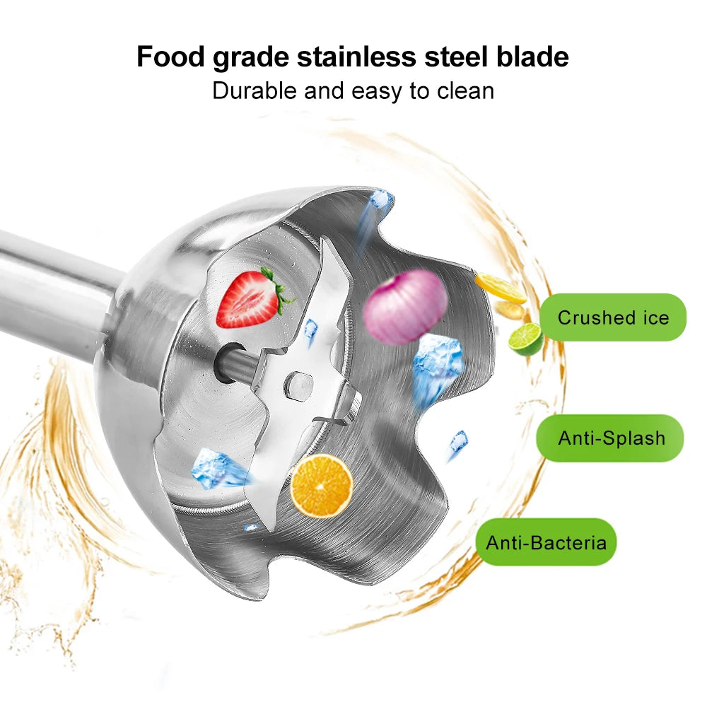 4-in-1 Krachtige Staafmixer –  Staafmixer set - Blender - Hakmolen & Smoothiebeker - 1200W - Hand Blender