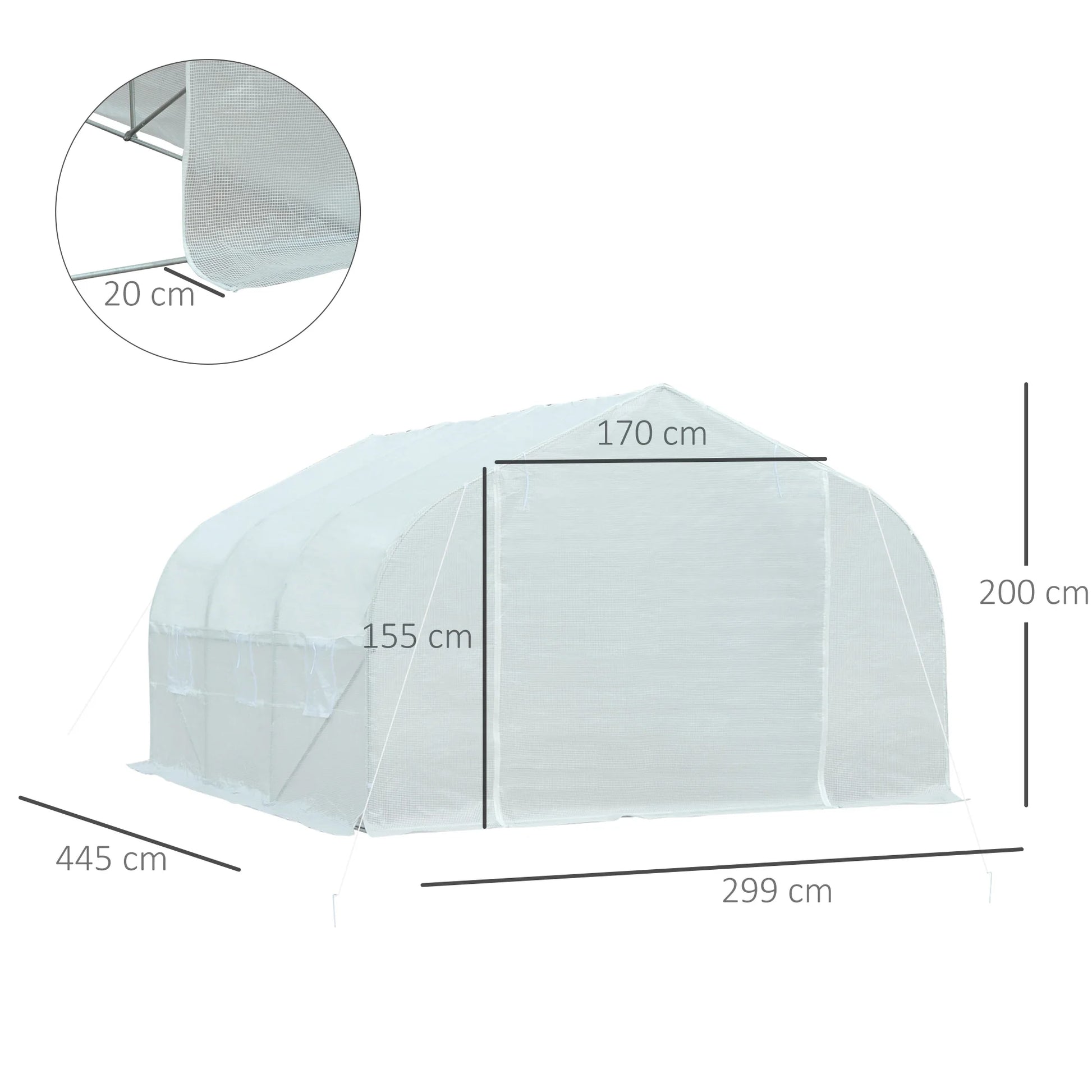 Invernadero – Kas – Tuinkas – Plantenkas – Serre – 450x300x200 cm – UV-bestendige Waterdichte Cover – Muskietennet Ventilatie - QUORE