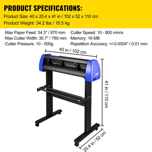 Vinyl Cutter Plotter – Snijplotter – Snijmachine – Sticker Cutter – Vinyl Snijder – 34 Inch Snijbreedte – Aluminium Behuizing Blauw